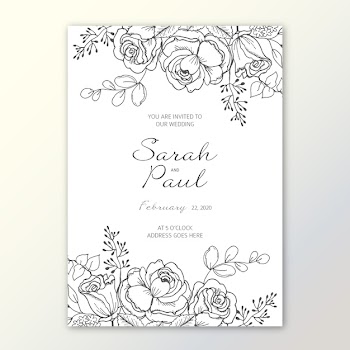 Elegant minimalistic floral wedding invitation template Free Vector