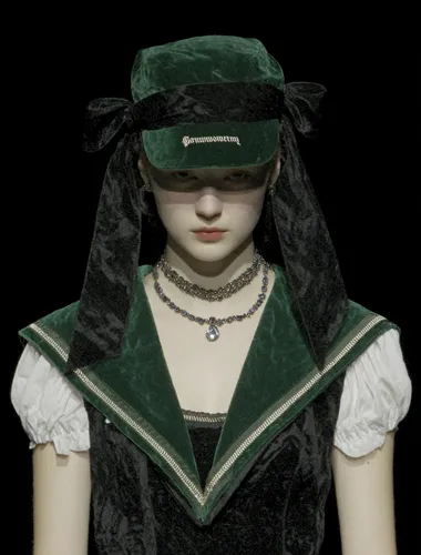 Elegant Model in Black and Dark Green Fashion Ensemble at Fashion Week Elegant Model in Black and Dark Green Fashion Ensemble at Fashion Week