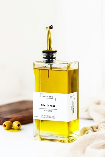 Elegant Olive Oil Bottle with Olive Branch