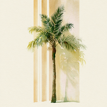 Elegant Palm Tree on Cream Background