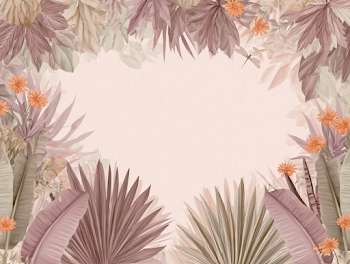 Elegant Pastel Botanical Frame with Tropical Foliage