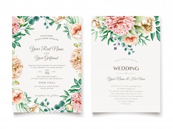 Elegant peonies invitation card template Free Vector