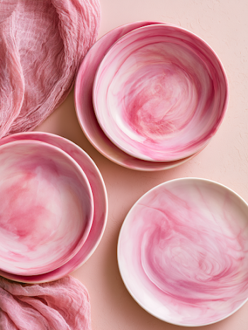 Elegant Pink Swirl Tableware Set
