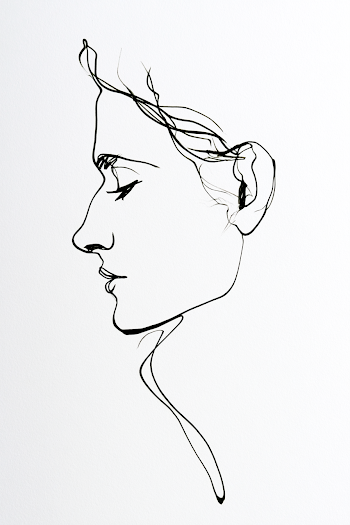 Elegant Profile Woman in Minimalist Line Art