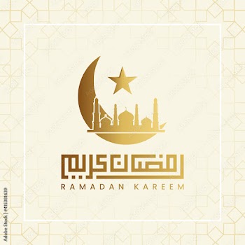 Elegant ramadan kareem calligraphy with mosque image