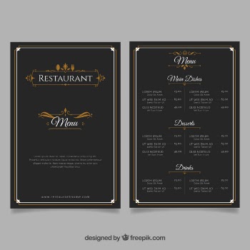 Elegant restaurant menu template