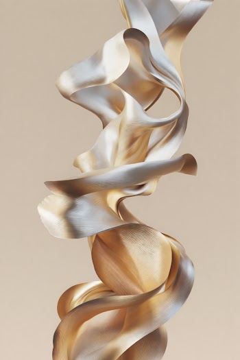 Elegant Ribbon Sculpture in Soft Tones
