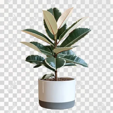 Elegant Rubber Plant in White Ceramic Pot