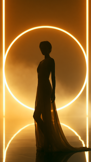 Elegant Silhouette in Glowing Golden Light