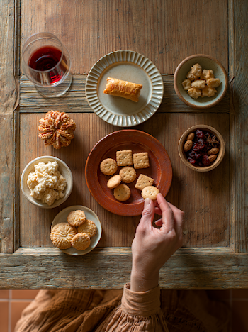 Elegant Snack Table Setup with Wine and Treats