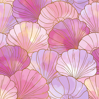 Elegant Spring Shell Pattern in Pastel Pink and Gold