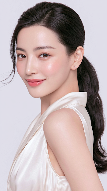 Elegant Studio Portrait of Young East Asian Woman