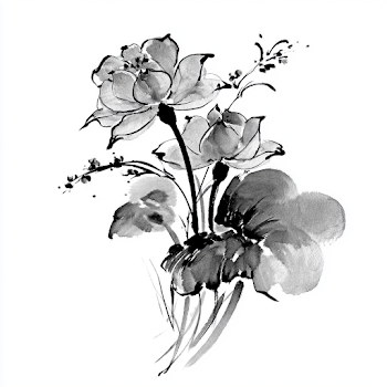 Elegant Sumi-e Floral Arrangement