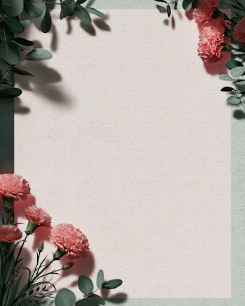 Elegant Textured Paper with Watercolor Carnations and Eucalyptus