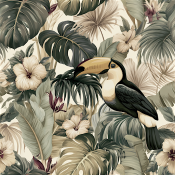 Elegant Tropical Botanical Wallpaper Pattern