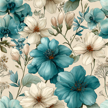 Elegant Vintage Botanical Seamless Pattern with Jasmine and Orchids