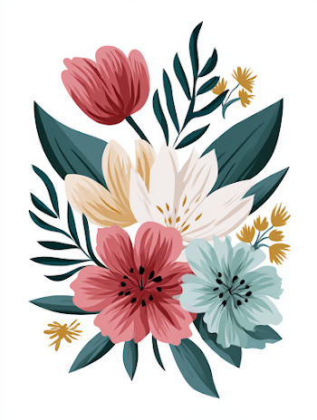 Elegant Vintage Floral Botanical Illustration