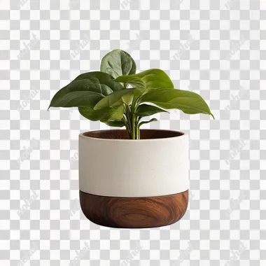 Elegant Walnut Plant Pot: A Simple Front View Display