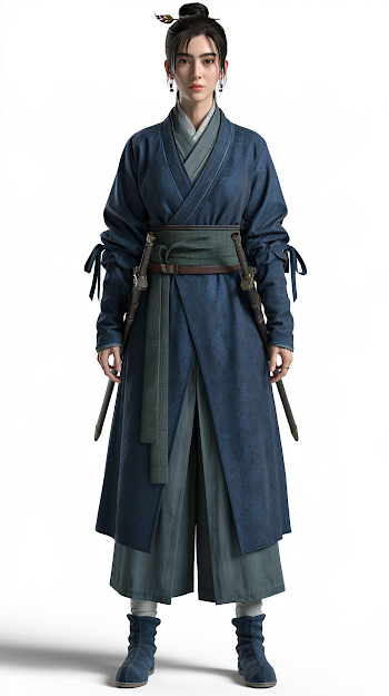 Elegant Warrior Woman in Traditional Chinese Attire