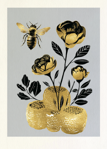 Elegant Watercolor Bee and Honeycomb Illustration