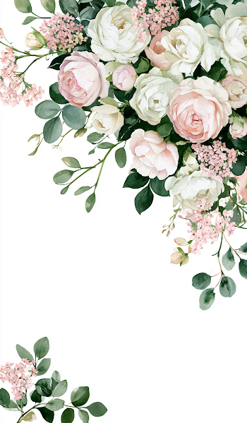 Elegant Watercolor Botanical Arrangement with Roses
