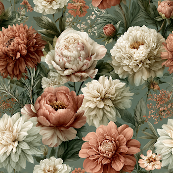 Elegant Watercolor Botanical Pattern with Peonies and Dahlias