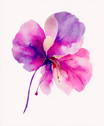 Elegant Watercolor Flower in Pink and Violet