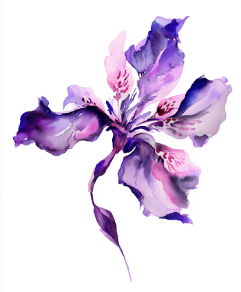 Elegant Watercolor Flower in Violet and Pink