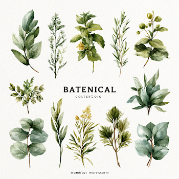 Elegant Watercolor Medicinal Herbs Collection