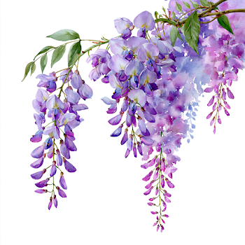 Elegant Watercolor Wisteria Vine