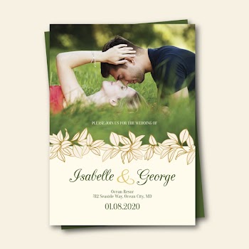 Elegant wedding card with photo Free Vector