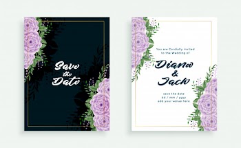 Elegant wedding floral invitation card template Free Vector