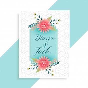 Elegant wedding invitation card template Free Vector
