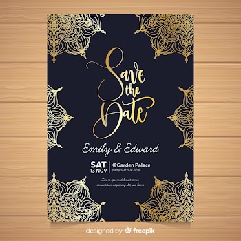 Elegant wedding invitation card template Free Vector