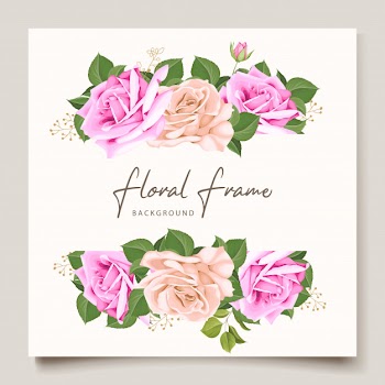 Elegant wedding invitation card with beautiful floral and leaves template Free Vector