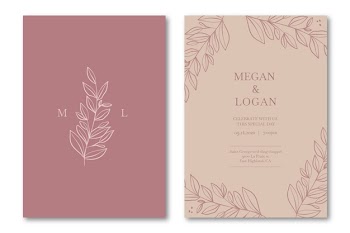 Elegant wedding invitation template in pink tones Free Vector