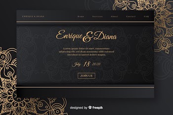 Elegant wedding landing page Free Vector