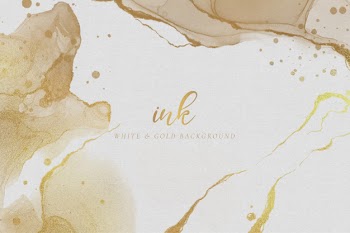 Elegant white &amp; golde ink background Free Vector
