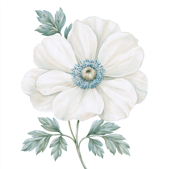Elegant White Coastal Flower Watercolor