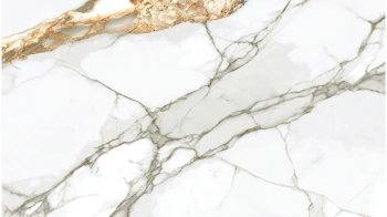Elegant White Marble Slab with Gray Veins and Gold Streaks