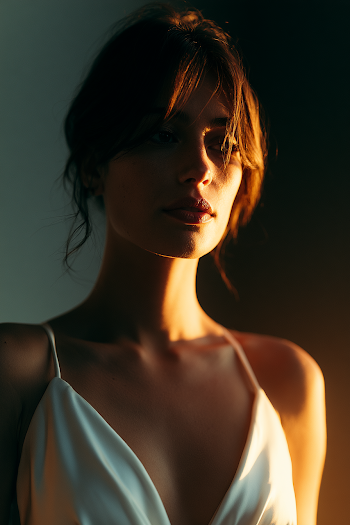 Elegant Woman in Modern White Gown