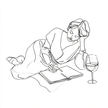 Elegant Woman Relaxing with Wine and Book Elegant Woman Relaxing with Wine and Book