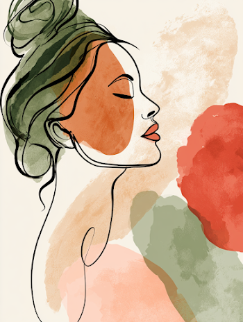 Elegant Woman Silhouette in Minimalist Line Art