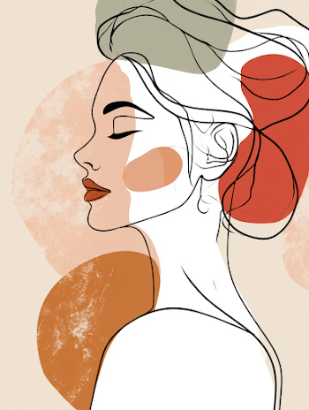 Elegant Woman Silhouette in Minimalist Line Art
