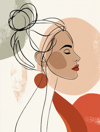 Elegant Woman Silhouette - Minimalist Line Art