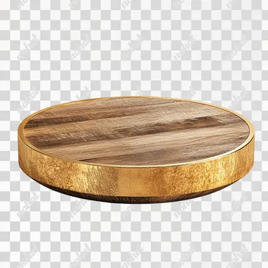 Elegant Wooden and Gold Round Platform Display