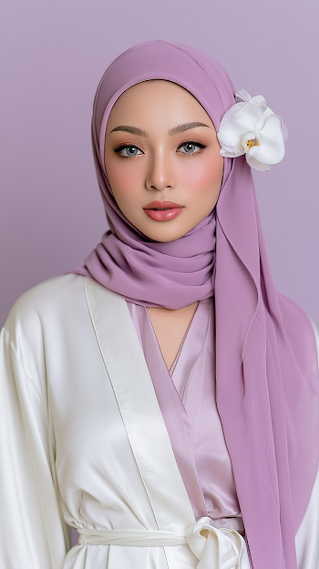 Elegantly Draped Lavender Hijab Portrait