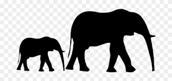 Elephant Animal Silhouette Mother Baby Fol - Baby Elephant Silhouette Png
