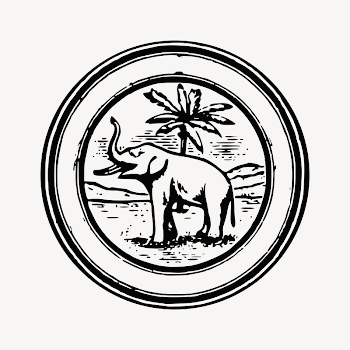 Elephant badge  clipart, black | Free PSD - rawpixel