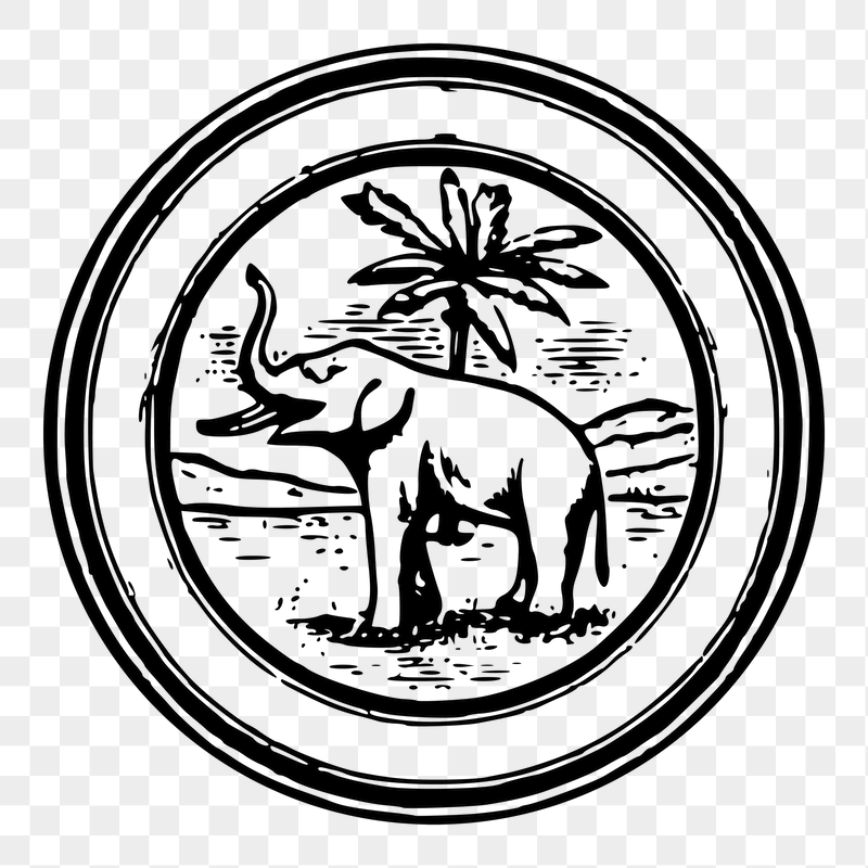 Elephant badge png sticker illustration, | Free PNG - rawpixel